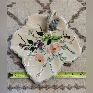 Vintage Blue Ridge Southern Potteries hand painted leaf handled tray